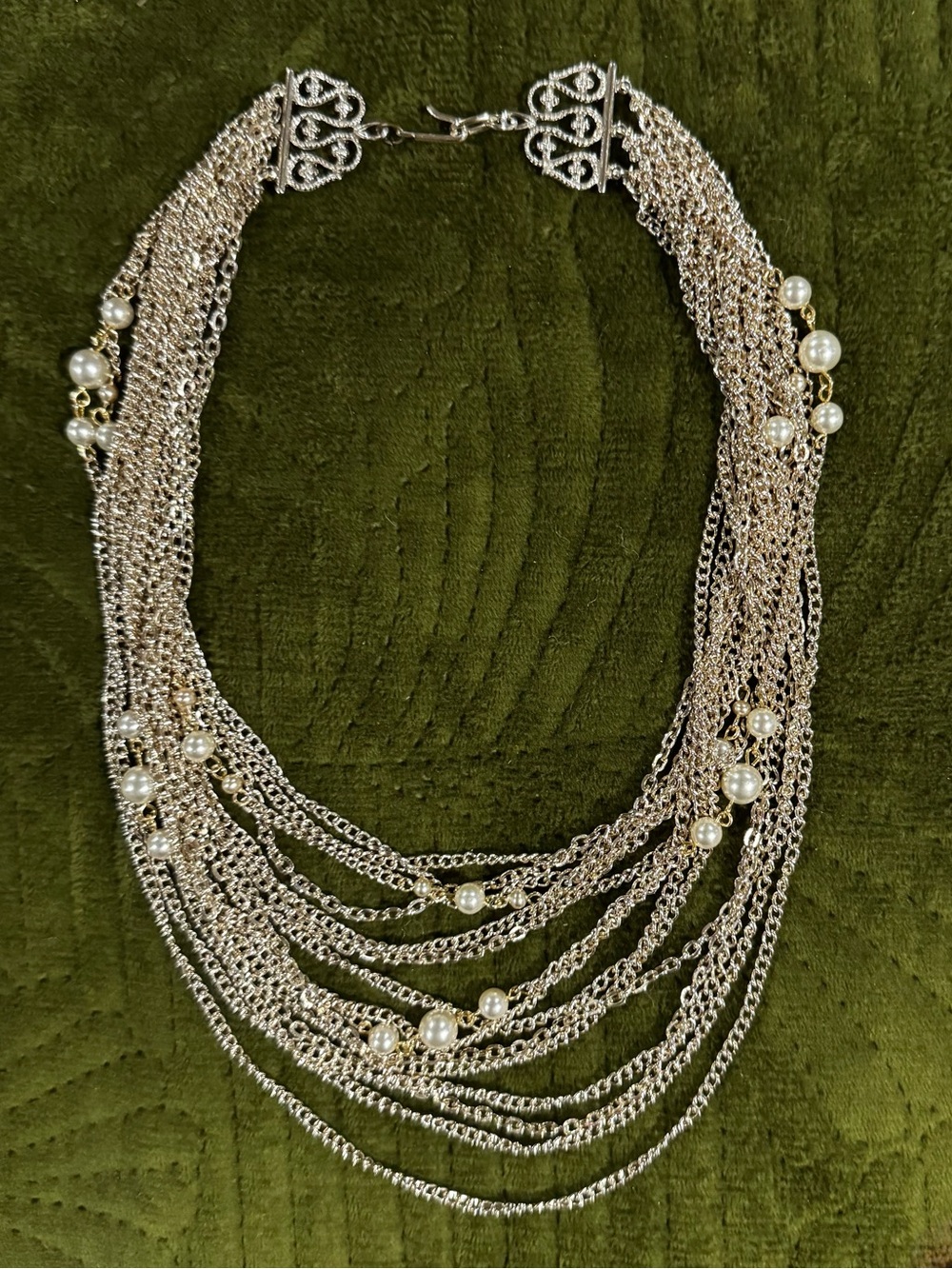Bring the Drama!! 15 Layer Gold and Pearl Statement Necklace